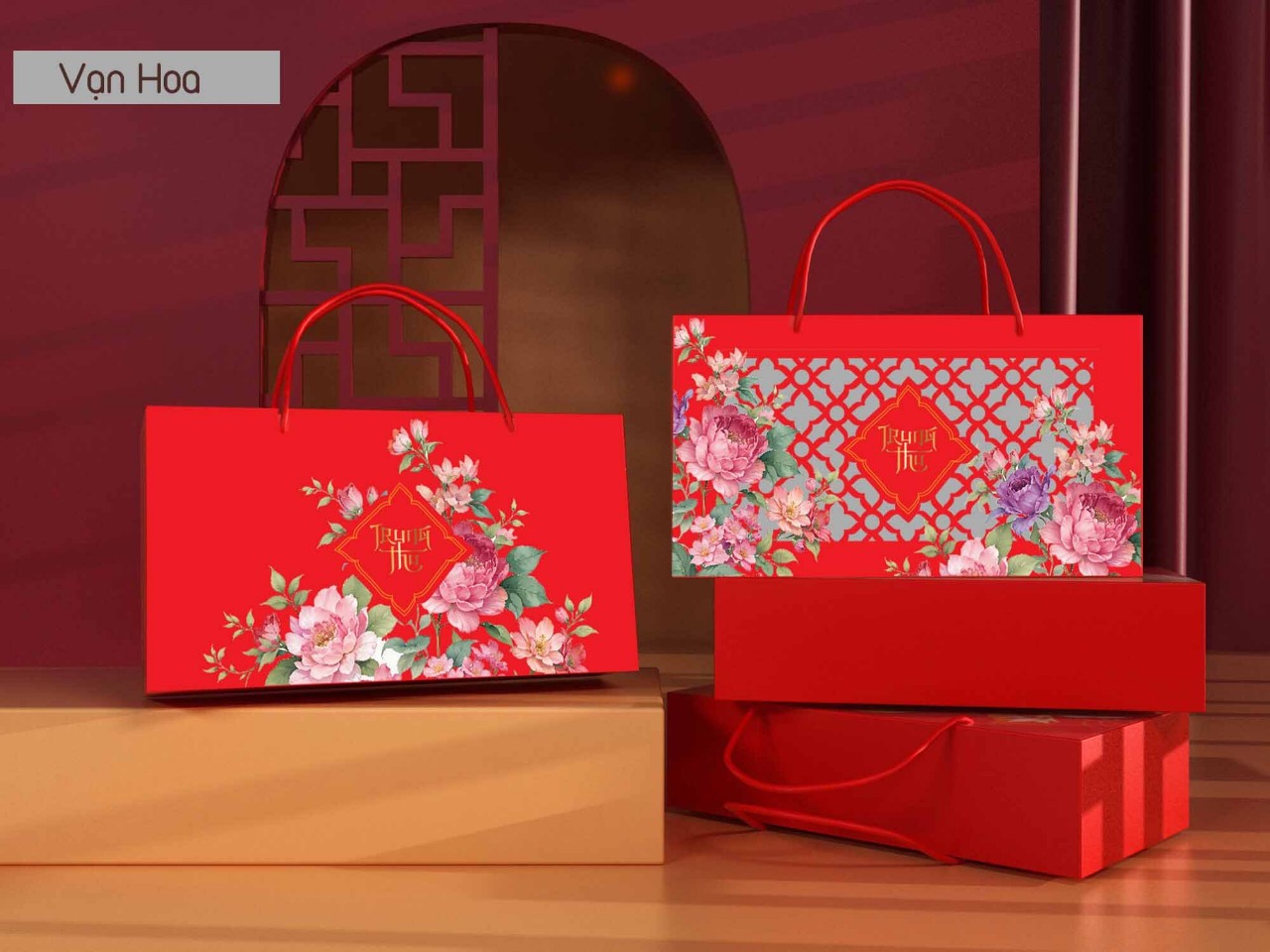 Hộp Trung Thu 2 Bánh – Thiết Kế Nhỏ Gọn, Sang Trọng Cho Mùa Trăng